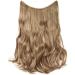 Hair Extensions no Clip Invisible Wire Adjustable Secret Rubber Band Hairpiece Real Natural Synthetic Fibre Hair 20 inch Curly Wavy Light Brown & Ash Blonde - Buy Online on GoSupps.com