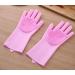 Dishwashing Silicone Gloves Kitchen Brush Gloves Car Wash Gloves Cleaning Gloves Cleaning Hygiene Gloves (pink)