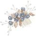 Buy XLKJ 4 Pieces Blue Flower Hair Comb Set | Bridal Jewelry Crystal Hairpins for Women and Girls - Buy Online on GoSupps.com