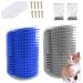 Suchkawe 2 Pcs Cat Self Groomer Cat Wall Corner Massage Comb Cat Corner Groomer Brush with Catnip Pet Grooming Massage Scratcher Comb for Cats with Long and Short Fur(Blue&Gray)