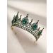 SweetV Baroque Crystal Queen Crown - Wedding Tiara for Bride, Prom, Halloween, Birthday Party - Green - Buy Online on GoSupps.com