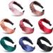 WILLBOND Silk Headbands Satin Knot Headband for Women Girls  8 Pcs Topknot Headband Solid Color Cross Wide Hairbands Elastic Hair Accessories