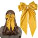 Bow Hair Clip Hair Bows for Women Big Bowknot Hairpin French Hair Clips with Long Ribbon Solid Color Hair Barrette Clips Soft Satin Silky Hair Bows for Women Girls(Yellow)