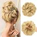 JJStar hair part with rubber band large bun hair part lured hair tie with hair teat hairstyles hair extension messy bun hair parts for women girls ponytail (natural blond)
