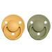 BIBS De Lux Baby Pacifier 2-Pack | Made in Denmark | BPA Free | Natural Rubber | Size 2 (6-18 Months) | Honey Bee/Olive - Buy Online on GoSupps.com