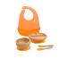 Love Earth - Bamboo Baby Weaning Set 5 Piece Baby Weaning Set Including Suction Plate Bowl Spoons and a Silicone Bib Eco-Friendly Weaning Set for Babies from 3 Months to 6 Years (Orange)