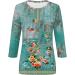 oelaio Women's Casual 3/4 Sleeve T-Shirts Plus Size Vintage Ethnic Floral Tunic Tops for Women Trendy Half Sleeve Round Mint Green Small - Buy Online on GoSupps.com