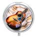 Pill Box Pill Case 3 Compartment Travel Pill Box Watercolor Acoustic Guitar Printing Small Pill Box Portable Medicine Pill Case Pill Organizer for Purse & Pocket for Travel Handbag (Round)
