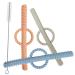 Petite Bee - Silicone Baby Teether Tube Toys with Handle (3 Pack) Chew Straws for Toddlers (Blue)