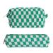 Make-up bag cosmetic bag for women 1 x large capacity and 1 x spring pencil make-up brushes storage bag travel culture bag organizer green
