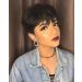 Amecire Pixie Cut Wig for Black Women Short Human Hair Pixie Cut Wigs None Lace Front Wig Short Pixie Cut Layered Wigs with Bangs for Daily Wear Natural Color 1B