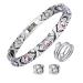 NSJDDWN Magnetic Bracelet Ring Earrings Set for Women Lymph Detox Magnetic Bracelet, Acupressure Earrings, Lymphatic Drainage Ring silver 2