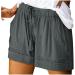 beshionljs Women Casual Shorts Print Elastic Waist Drawstring Summer Comfy Beach Lightweight Short Lounge Pants with Pockets Dark Gray-19 Medium