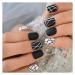 Zhi Zhi Short Round Black and White Lines Fake Nails - Professional Nail Art for Stylish Office Ladies (Color L5745) - Buy Online on GoSupps.com