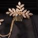 Dainty Bridal Gold Leaf Hair Comb Headband with Crystals and Pearls - Buy Online on GoSupps.com