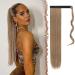 FESHFEN 24" Long Straight Wrap around Ponytail Extensions Synthetic Clip in Ponytail Hair Extensions Hairpiece for Women 130g Light Golden Brown & Pale Golden Blonde 24 Inch (Pack of 1) 12/24# Light Brown mix Natural Blonde-Wrap Around
