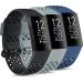 Pack 3 Silicone Bands Compatible for Fitbit Charge 4 / Fitbit Charge 3 / Fitbit Charge 3 SE, Soft Waterproof Breathable Replacement Wristbands for Women and Men (Large, Black+Navy Blue+Gray) Large Black+Navy blue+Gray