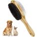 Melliex cat brush dogs wild boar bristles & needlebrush double brush pet brush dog and cats for short -haired long hair
