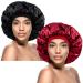 Kenllas Silk Satin Bonnet for Women - 2 PCS Extra Large Caps for Long Frizzy Curly Dreadlock Braid Hair (Black & Red)