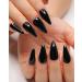 morily 24Pcs Black Press on Nails Stiletto Fake Nails Medium Length Almond False Nails Tips Long Acrylic Glossy Stick on Nail Solid Color Full Cover Fingernails Manicure for Women and Girls (Black)