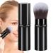 Travel Makeup Brushes - Telescopic Small Cosmetics Brushes | Soft Face Makeup Brushes Beginner Friendly Powder Brush for Foundation Black