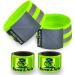 Reflective Bands for Wrist, Arm, Ankle, Leg. High Visibility Reflective Gear for Night Walking, Cycling and Running. Safety Reflector Tape Straps. Very Large Reflective Surface Area Green - 4 Bands