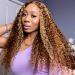 Iris Queen Highlight Ombre Lace Front Wigs Human Hair Pre Plucked 150% Density Brazilian Curly Honey Blonde Brown Colored Lace Closure Human Hair Wigs for Black Women with Baby Hair(24 inch) 24 Inch 4/27 Highlight Color