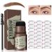 Eyebrow Stamp Stencil Kit, One Step Brow Stamp Shaping Kit, Waterproof Eyebrow with 24 Reusable Eyebrow Stencils, Long-Lasting Brow Powder Eyebrow Pencil(Light Brown)