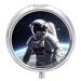 Pill Box Pill Case 3 Compartment Travel Pill Box Astronaut Printing Small Pill Box Portable Medicine Pill Case Pill Organizer for Purse & Pocket for Travel Handbag (Round)