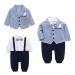famuka Baby Boy Formal Wedding Outfit Suit with Bows Outwear Gentleman Tuxedo 2 PCS 12 Months Blue