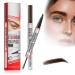 Eyebrow Brush with Color Brown - Microblading Eyebrow Pen - 2-in-1 Dual-Ended Pen with 4-Fork Tip & Eyebrow Brush for Effortlessly Natural-Looking Brows (Dark Brown)