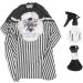 Hairdressing Cape Tool Set Transparent Water Sprayer Haircut Cape Set Nylon Neck Feather Duster Brush Complete Tool (Black White Stripe) - Buy Online on GoSupps.com