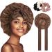 Welrog sleeping hood silk for night hair hood for the night for women - silk hood to sleep bonnet sleep cap for the night unit size coffee + 3 hair tie