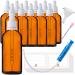Handsunity 100ml-12Stk pipette glass bottle-amber glass pharmacy glass set with white pipette lock including 29 pieces of aid brown las bottles 100ml-12 pieces White cap