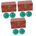 Frcolor 6 Stk turquoise handball baoding fitness ball balls turquoise -colored spherical spherical decorations relax fingers gift handicraft ball made of wood muscle muscle healthcare