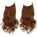 SARLA Hair Extension 18 Inch Invisible Adjustable Wire Hair Piece Curly Wavy Long Synthetic Hairpieces for Women Natural Heat Temperature Fiber (18 Inch (Pack of 1) Light Auburn) 18 Inch (Pack of 1) Light Auburn