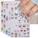 JMEOWIO 6 Sheets Christmas Nail Art Stickers Decals Self-Adhesive Cute Deer Snowflake Winter Holiday Nail Supplies Nail Art Design Decoration Accessories