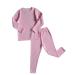 DreamBuy 20 Colours Ribbed Pyjama/Tracksuit/Loungewear Unisex Boys And Girls Pyjamas Baby Clothes Pyjamas For Women And Mens Pyjamas 6-7 Years Sweet Pink