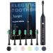 7AM2M Sonic Electric Toothbrush for Adults and Kids One Charge for 90 Days with 6 Brush Heads 5 Modes with 2 Minutes Build in Smart Timer Roman Column Handle Design (Black) Black No Travel Case