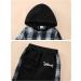 Naiyafly Toddler Boys Hoodie Plaid Sweatshirt + Pants Outfit Set | 18-24 Months Dark Blue Plaid - Buy Online on GoSupps.com