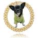 Glitter King Gold Dog Collar puppy Zircon 14mm Cuban Link Chain Handmade Iced out Diamond Exaggerated Full Cz Prong Set Clasp Pet Jewelry 18"