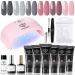 Modelones Poly Nail Extension Gel Kit 6 Colors Nude Gray Pink Poly Builder Nail Gel All-in-one Kit with 20W Nail Lamp Upgraded Quick Dry for Nail Art Starter French Trendy Manicure DIY at Home Gifts