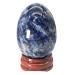 Ladeukoi Stone Egg Figurines Polished Healing Crystal Easter Eggs Ball Sculpture with Wooden Stand 45mm Tall Sodalite