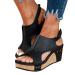 Foldap Wedge Sandals for Women Womens Platform Wedge Sandals Espadrille Slip On Summer Slides Casual Walking Shoes 9 A1-black