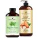 Handcraft Blends Cooling Body Oil Set: Sweet Almond Oil (16 Fl Oz) and Peppermint Essential Oil (4 Fl Oz) 100% Pure & Natural for Invigorating Massage and Tired Muscles