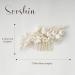 Sooshin Porcelain Flower Bridal Hair Comb with Pearl and Crystal Accents - Gold Wedding Headpiece for Bride and Bridesmaids - Buy Online on GoSupps.com