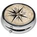 Compass Map Nautical Round Pill Box | 3 Compartment Travel Organizer for Vitamins & Medicine - Buy Online on GoSupps.com