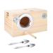 Skyeasure Budgie Nesting Box Bird Nests for Cages Bird Nest Breeding Box Natural Wood House Parrots Mating Box Aviary Cage with Stainless Steel Feeding Spoon for Lovebirds Budgies Finch Wood-S