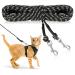 RYPET Reflective Cat Long Leash - 15 FT Escape Proof Walking Leads Yard Long Leash Durable Safe Personalized Extender Leash Traning Play Outdoor for Kitten, Puppy, Rabbit and Small Animals 15 FT Black