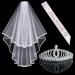 Awtlfe Wedding Accessories Set for Bride: Crystal Tiara/Crown Wedding Veil Bride to be Sash